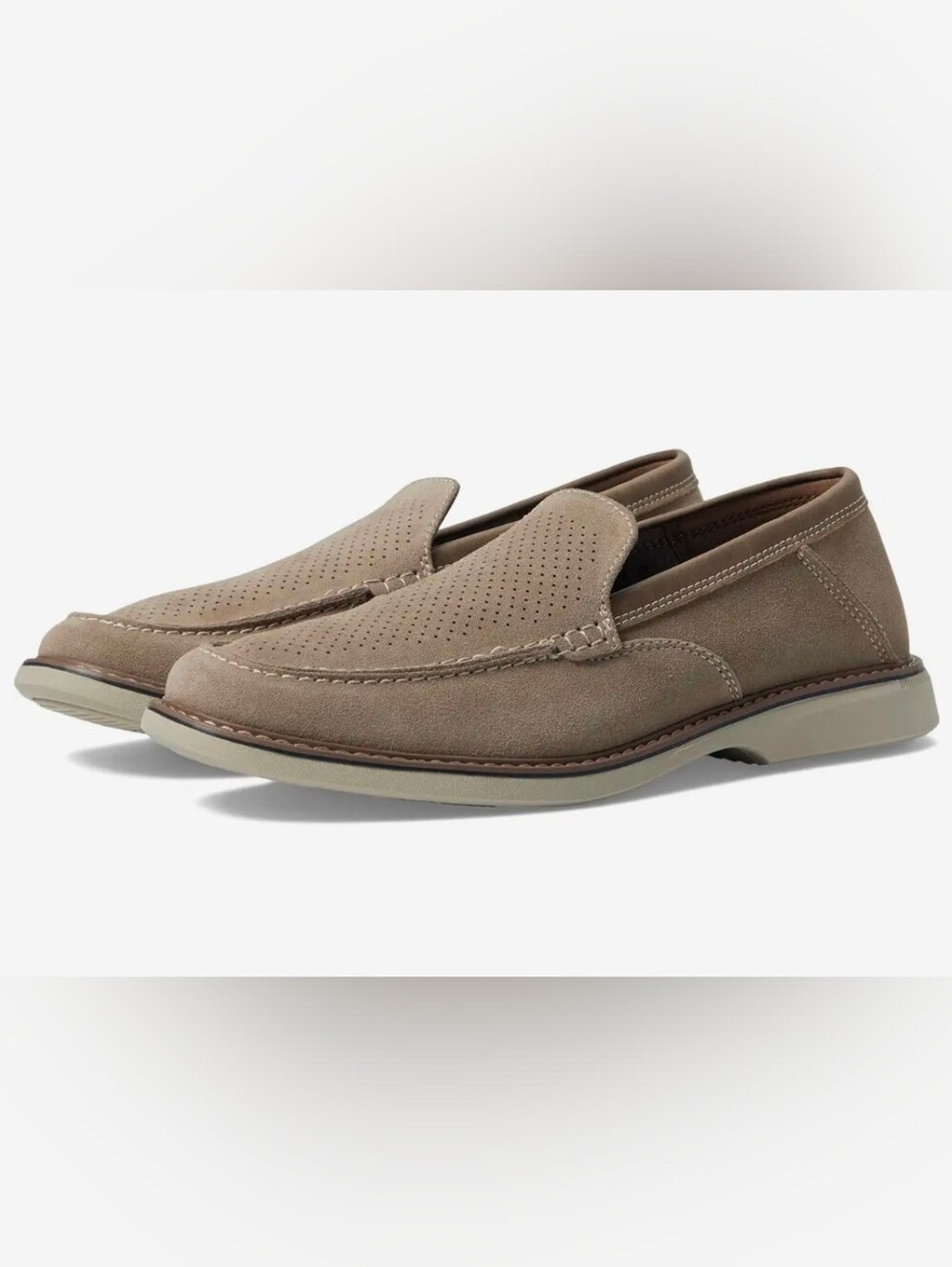 Nunn Bush Mens Otto EZ Moccasin Toe Slip-On Loafers Comfort Shoes Taupe Size 9.5